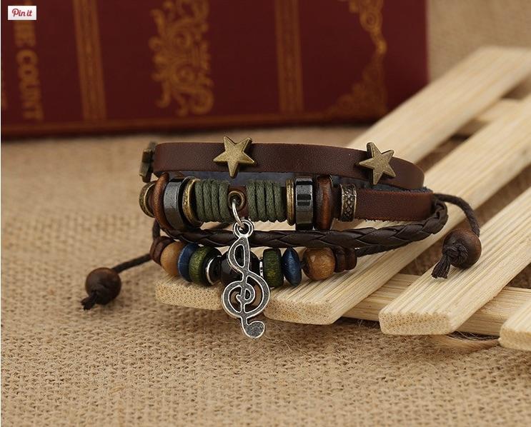 Leather Music Note Vintage Punk bracelet