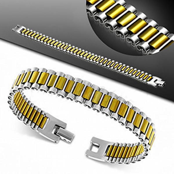 Mens Stainless Steel 2 tone Watch Strap bracelet  - Contemporary Style