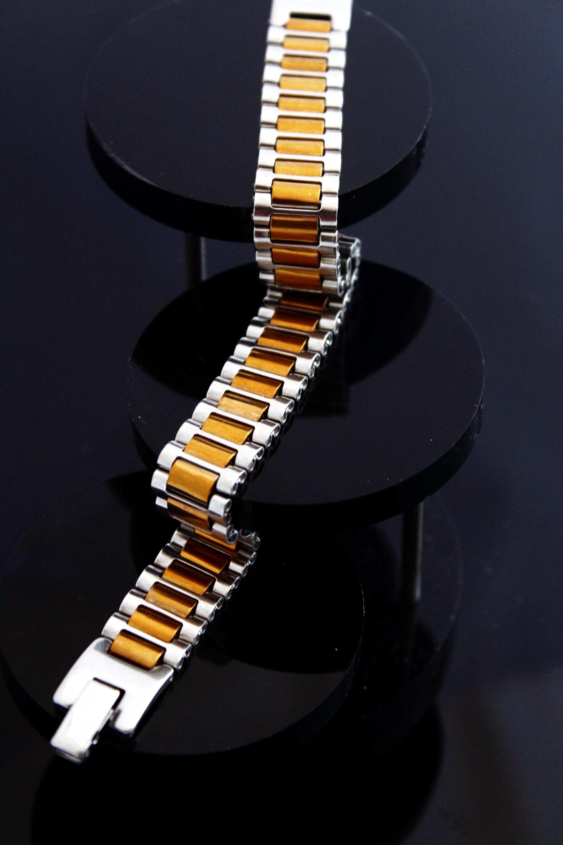 Stainless Steel 2 Tone Watch Strap Bracelet