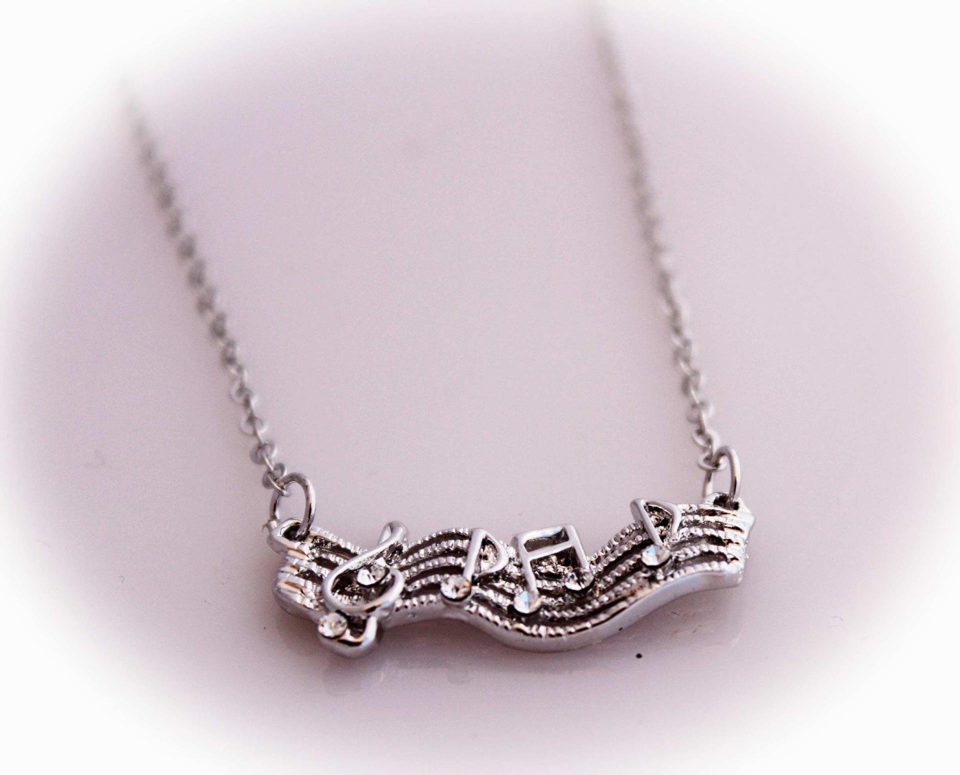 Music Notes on Wavy Staff Necklace