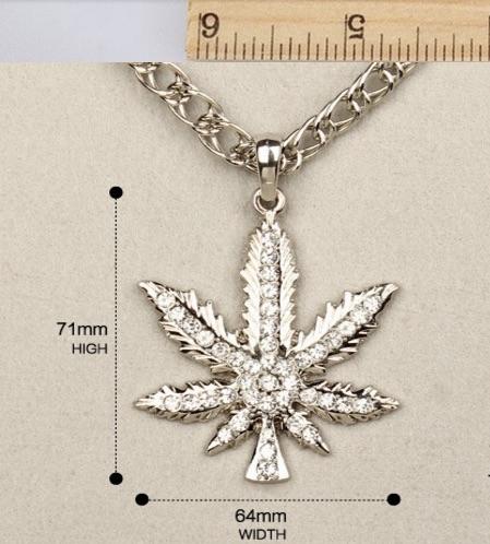 Hip Hop Iced Out Marijuana Weed Leaf Pendant