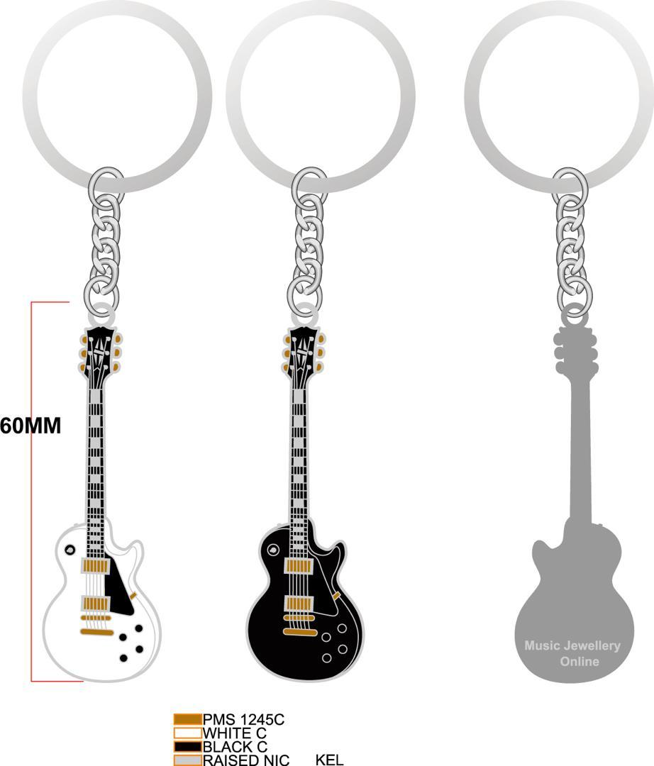 Guitar Keychain/Keyring Gibson Les Paul Custom Style