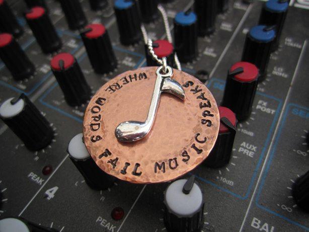 Where Words Fail Music Speaks - Distressed Bronze Pendant