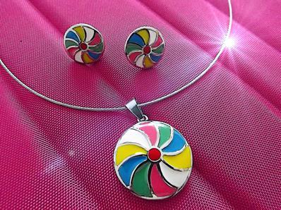 Technicolor Pendant and Earring Set - Choice of 2 Designs