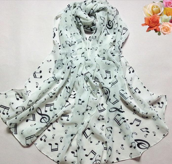 Ladies Musical Note Chiffon Neck Scarf