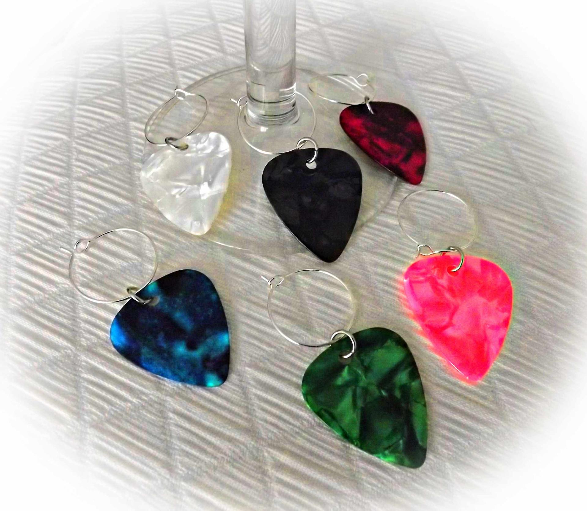 Wine Glass Charms - Guitar Pick Style