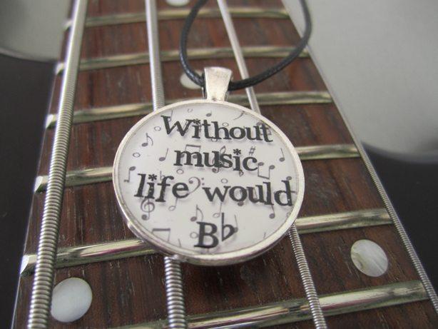 Without Music Life Would Bb - Funky Circle Resin Pendant