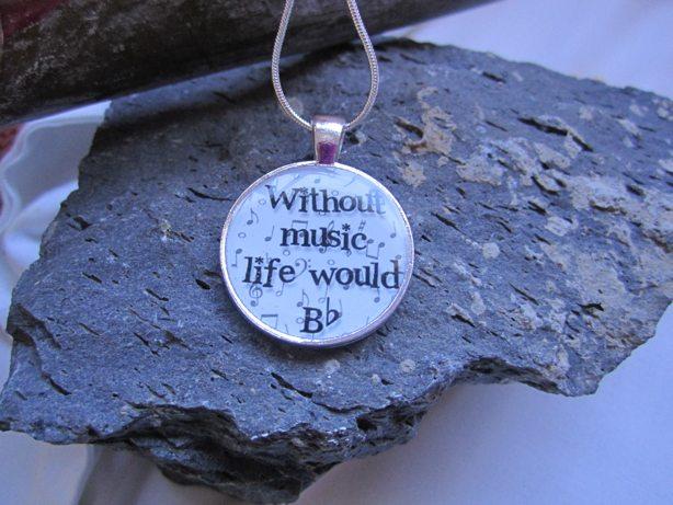 Without Music Life Would Bb - Funky Circle Resin Pendant