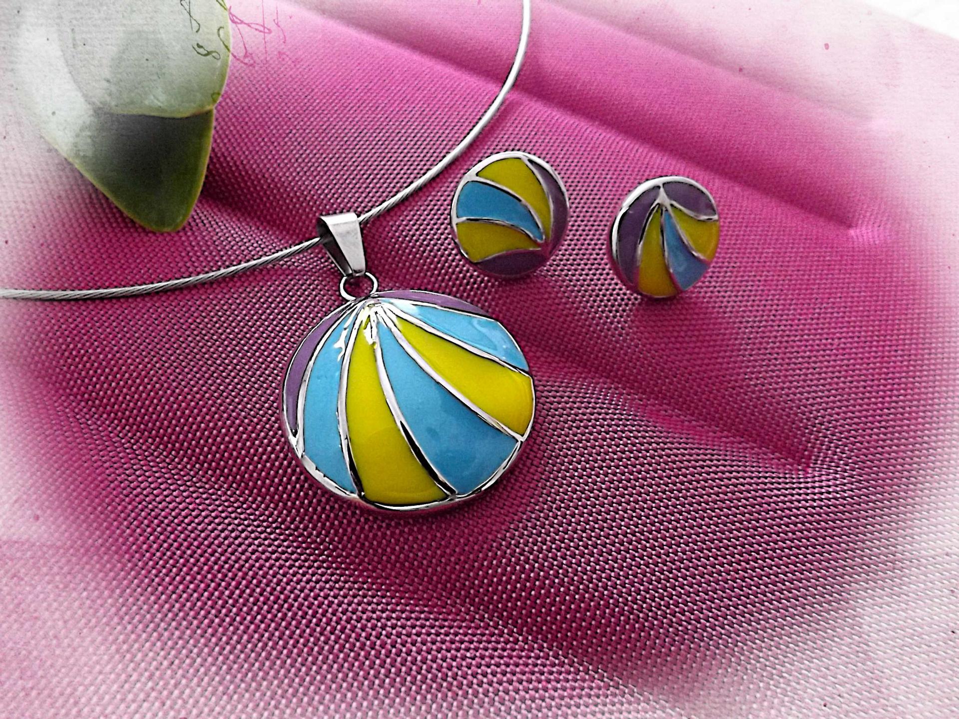 Technicolor Pendant and Earring Set - Choice of 2 Designs