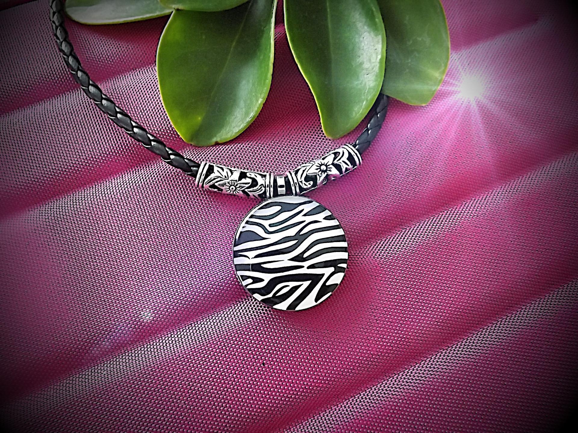 Zebra Print Stainless Steel Pendant - Customisable