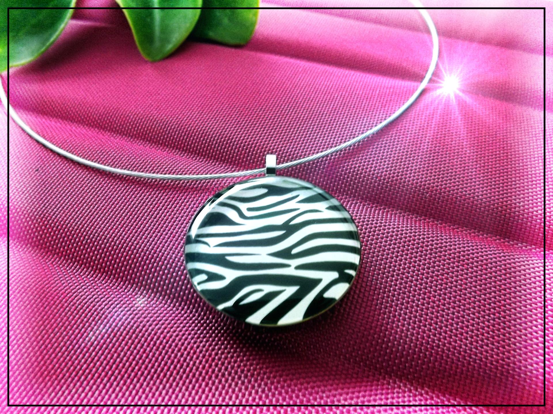 Zebra Print Stainless Steel Pendant - Customisable