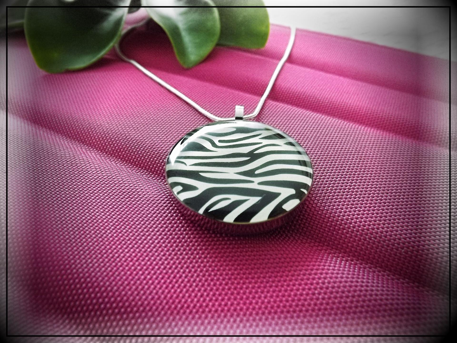 Zebra Print Stainless Steel Pendant - Customisable
