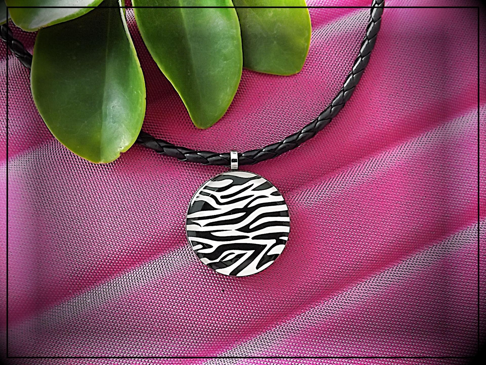 Zebra Print Stainless Steel Pendant - Customisable