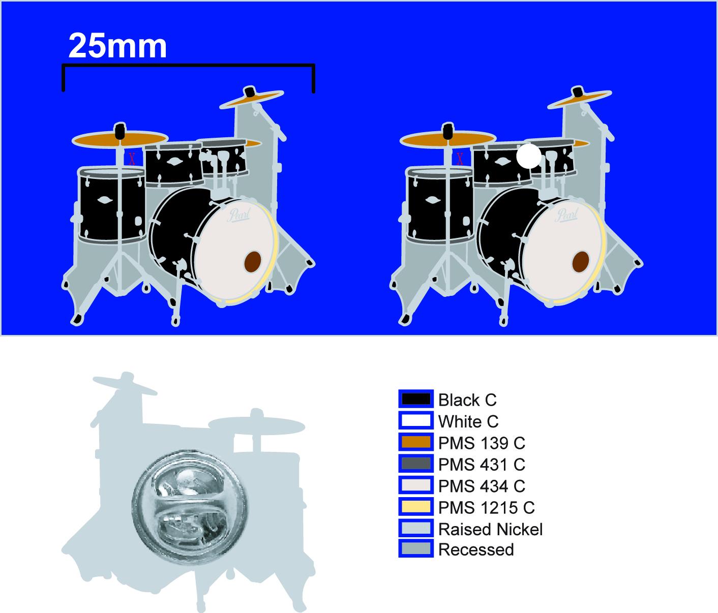 Drum Kit Pin Badge