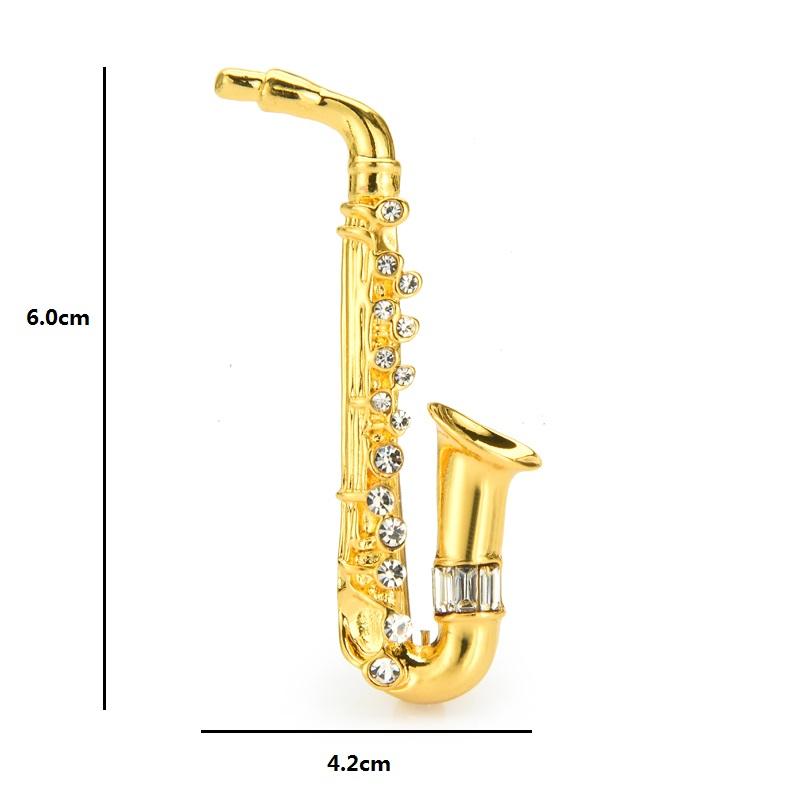 Statement Saxophone Crystal Brooch