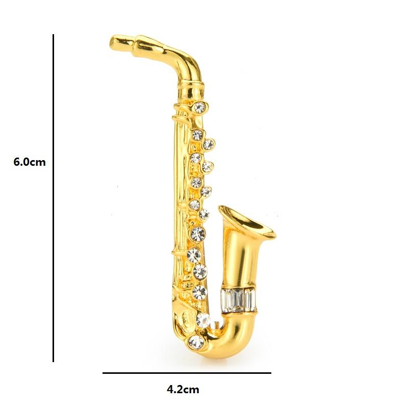 Statement Saxophone Crystal Brooch 