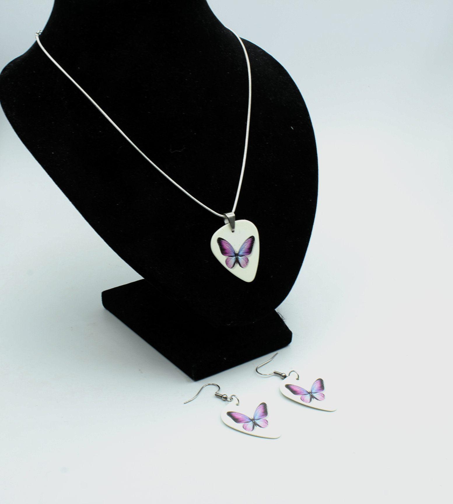 Guitar Pick With Butterfly Jewellery