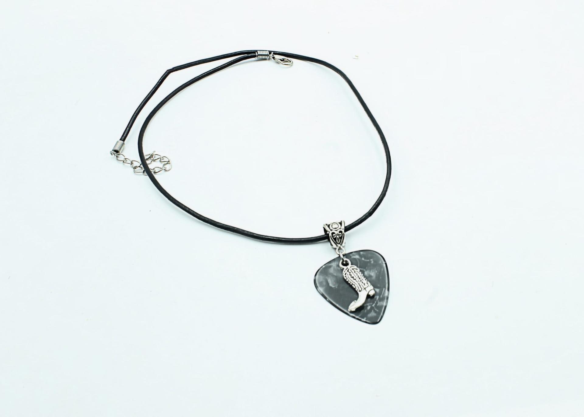 Cowboy Boot Necklace or Choker on Guitar Pick 