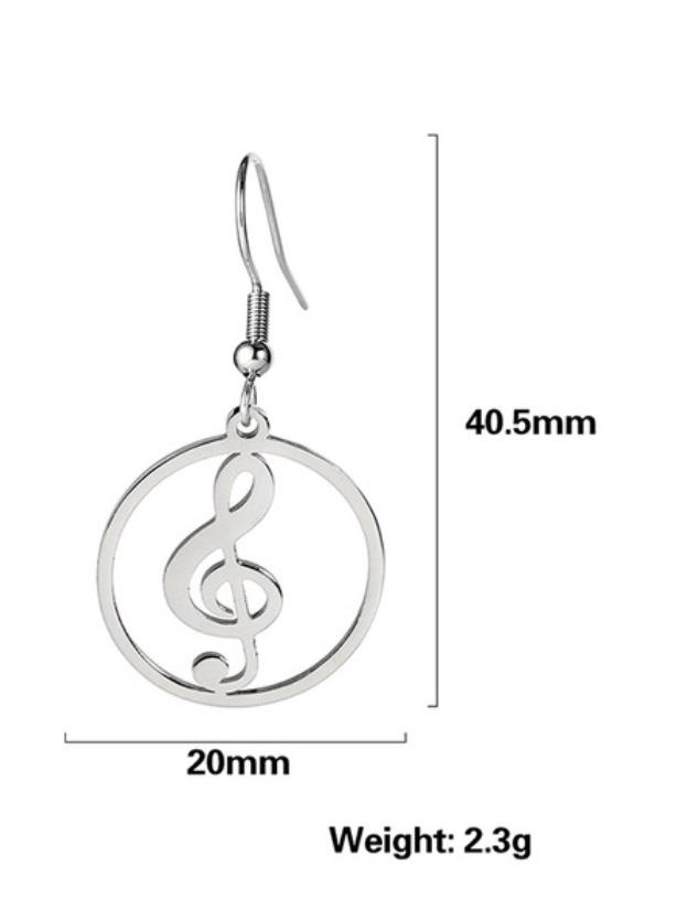 Treble Clef Circle Drop Earrings