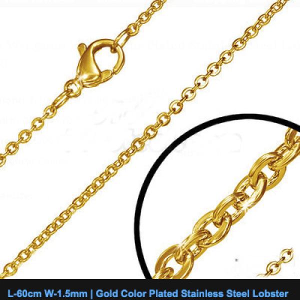 60cm Gold Colour Plated Stainless Steel Lobster Claw Clasp Oval Link Chain