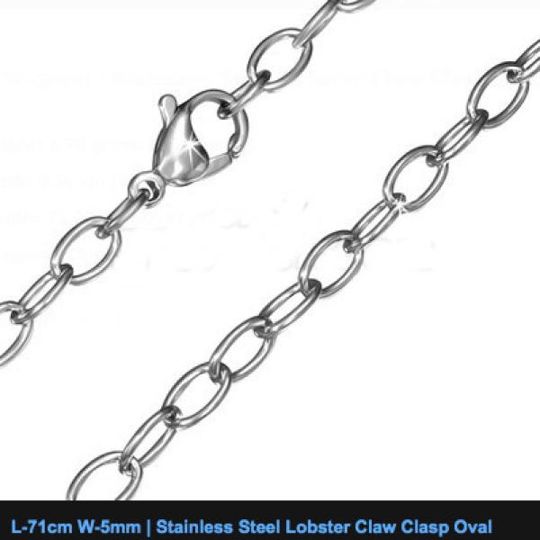 71cm W-5mm Stainless Steel Lobster Claw Clasp Oval Link Chain