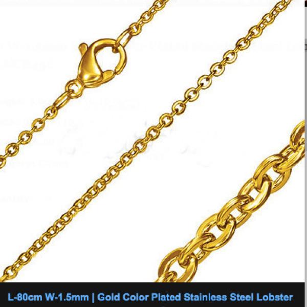 80cm Gold Colour Flat Oval Link Chain