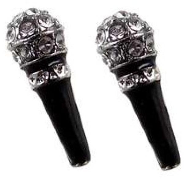 Microphone Earrings Silver and Black