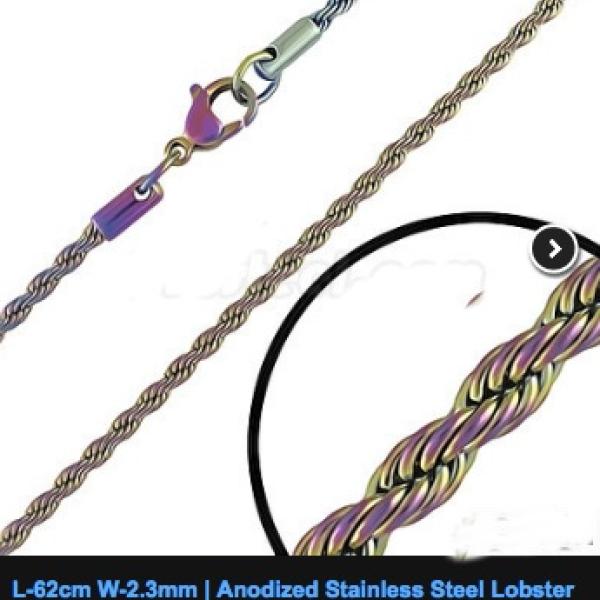 Anodoized Stainless Steel Braided Rope Chain 62cm