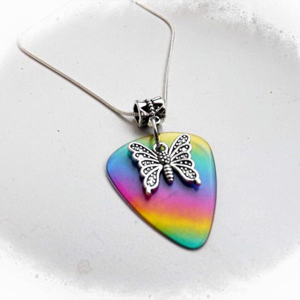 Butterfly on Rainbow Guitar Pick - Customisable!