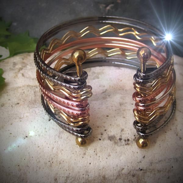 Ethnic Celtic Wave Copper Twisted Cuff Bangle