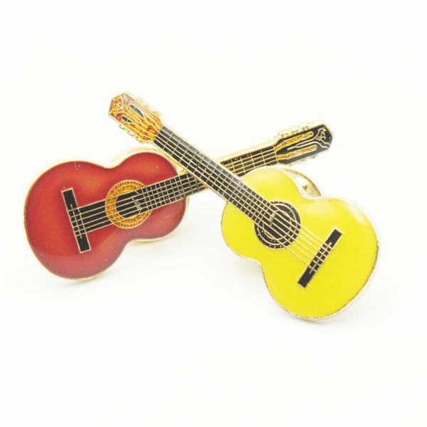 Classical Guitar Pin Badge In Cedar or Spruce Colour