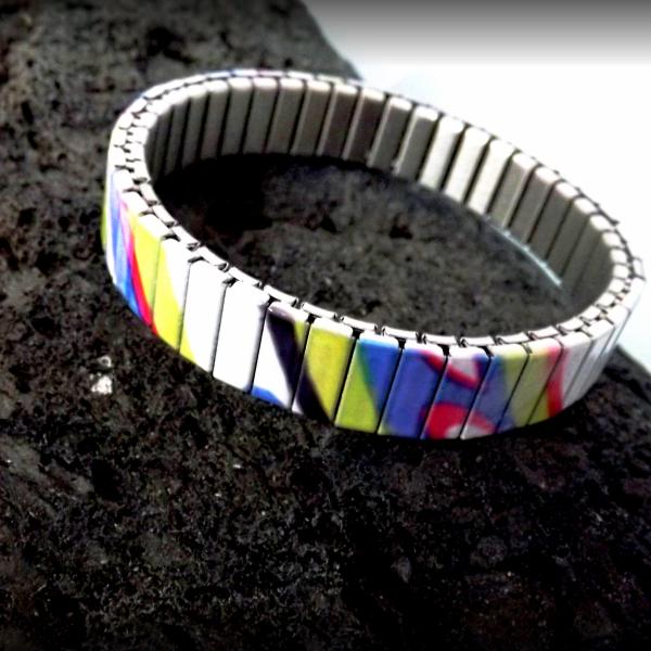 Stainless Steel Colorful Art Paint Stretch Bracelet