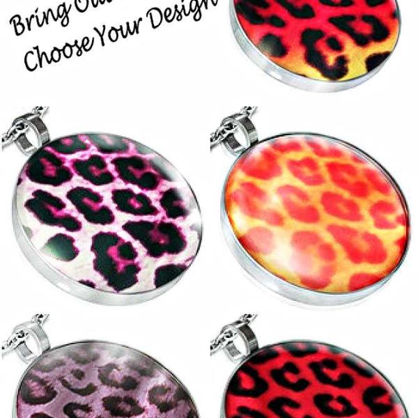 Leopard Print Stainless Steel Circle Pendants - Bring Out Your Wild Side!