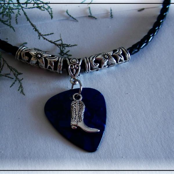 Cowboy Boot Necklace or Choker on Guitar Pick