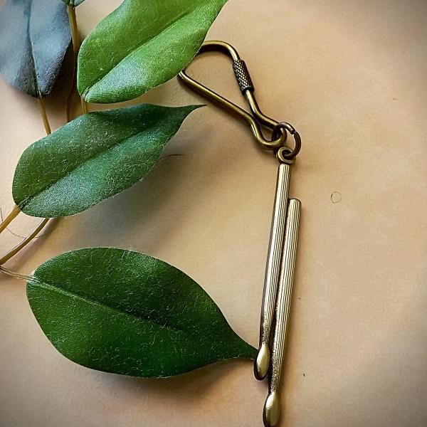 Drum Sticks Keychain /Keyring In Antique Brass