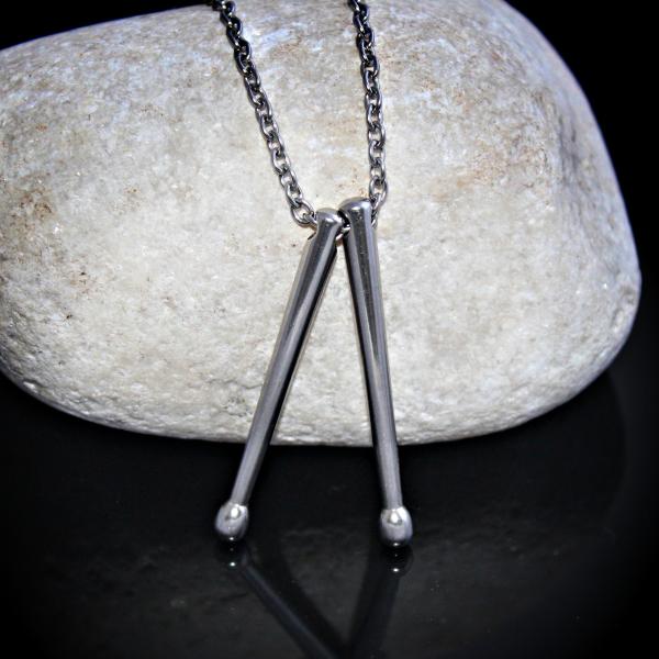 Drum Sticks Necklace - Stainless Steel