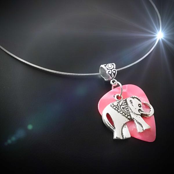 Elephant Necklace - Elephant Charm on Guitar Pick - Customisable