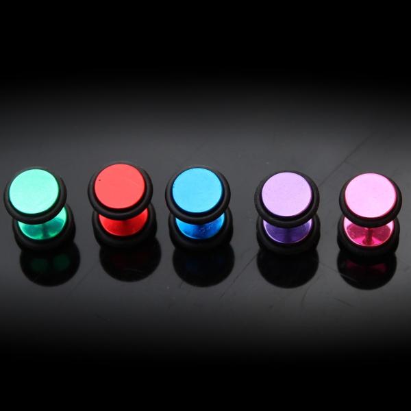 Fake Ear Plug Ear Stretcher - Bright Titanium Colours.