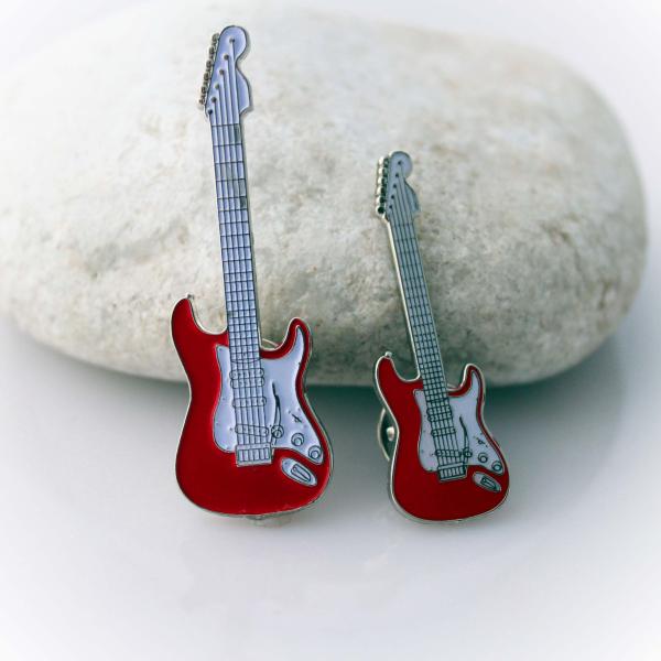 Fender Stratocaster Style Red Pin Badge - Standard Size & Super Size!