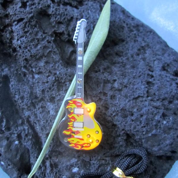 Flashing Guitar Necklace with Flames