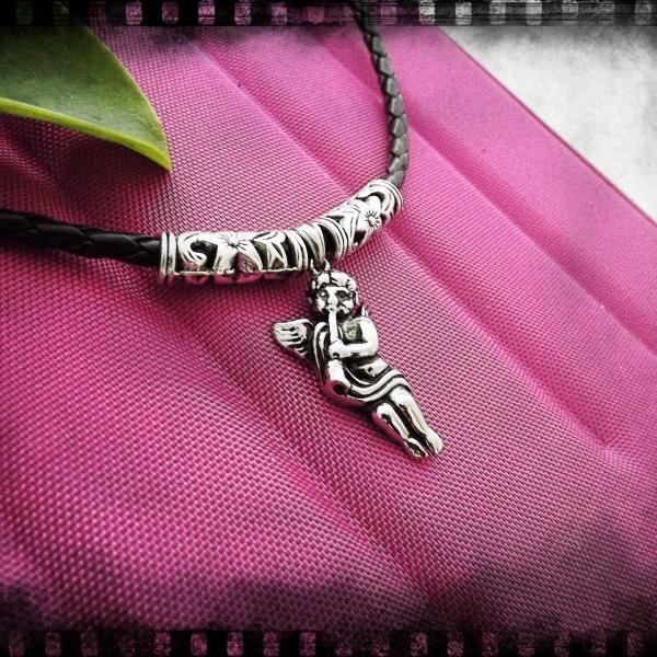 Flute Pendant - Stainless Steel Angel/Cupid Playing Flute