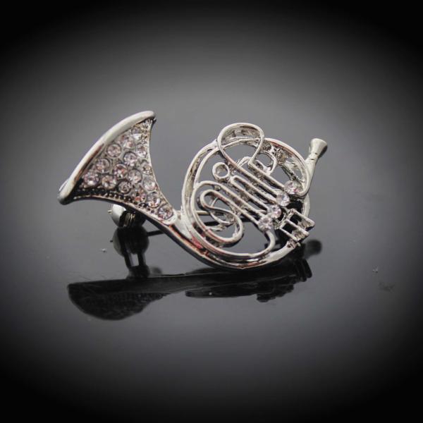 French Horn Brooch Pin