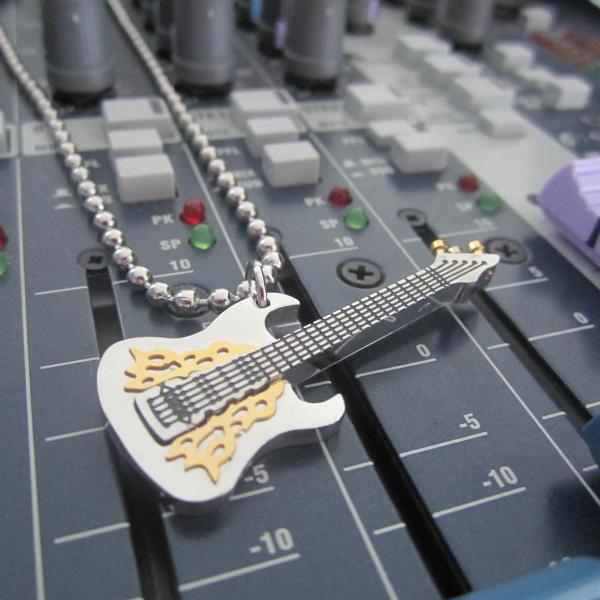 Guitar Pendant 3 tone Stainless Steel with Fancy Scratch Plate