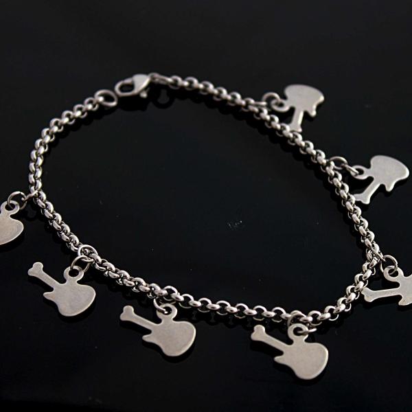 Guitar Charm Bracelet / Anklet In Stainless Steel