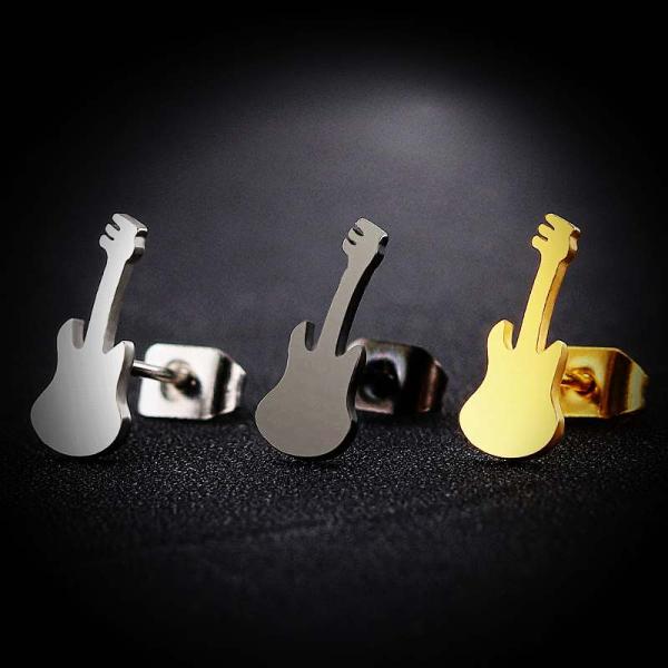 Guitar Earrings Stainless Steel - 3 Colour Choice