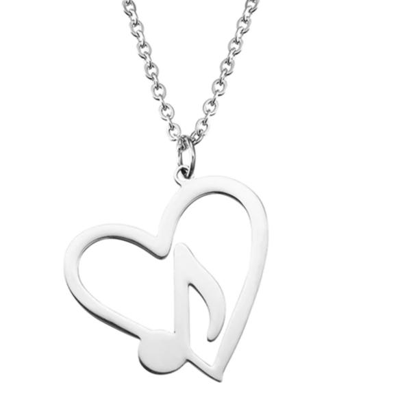 Music Note in Heart Necklace