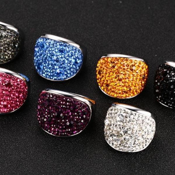 Austrian Crystal Stainless Steel Statement Ring