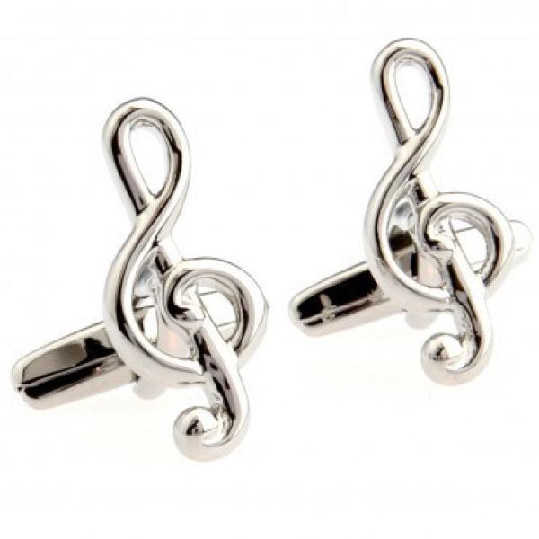 Music Note - Treble Clef Cufflinks - Stainless Steel