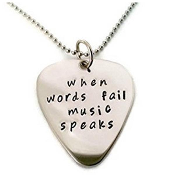 Guitar Pick Necklace - "When Words Fail Music Speaks"