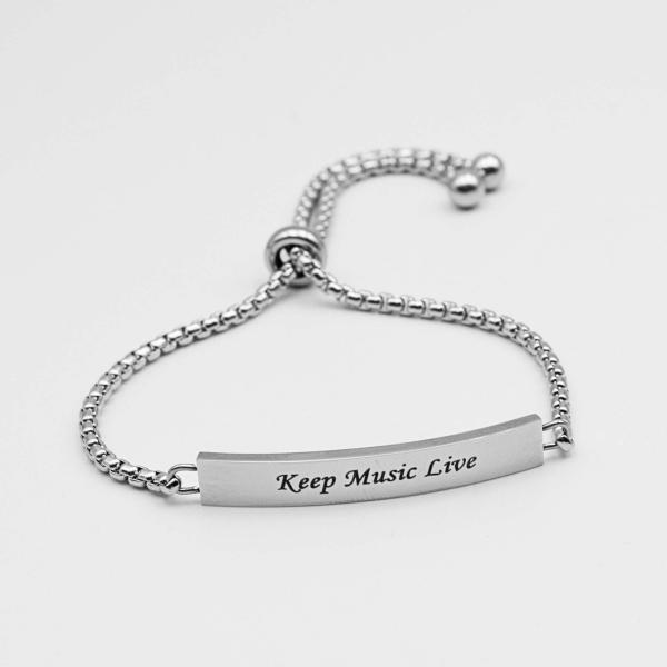 KEEP MUSIC LIVE Adjustable Stainless Steel Bracelet